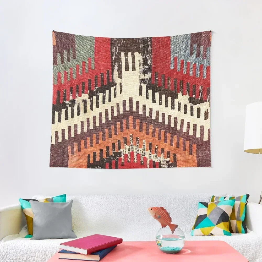 Afyon Central Anatolian Kilim Fragment Print Tapestry Home Decorating Bedroom Decorations Tapestry