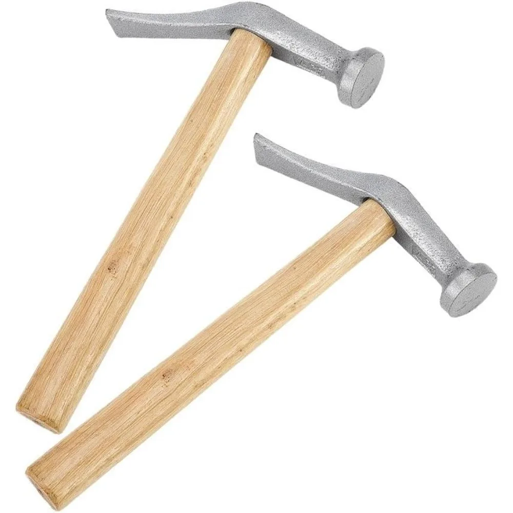 2pcs Shoe Repair Hammer Wooden Handle Leather Craft Tool Shoes Repair Making Tool Cobbler Hammer for Leather Work Shoemaking