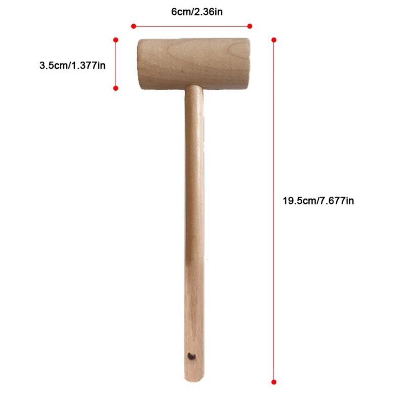 1Pc Beech Wood Crab Mallet with Handle Creative Multi-Use Wooden Lobster Mallet Food Meat Hammer Seafood Tool for Home Kitchen