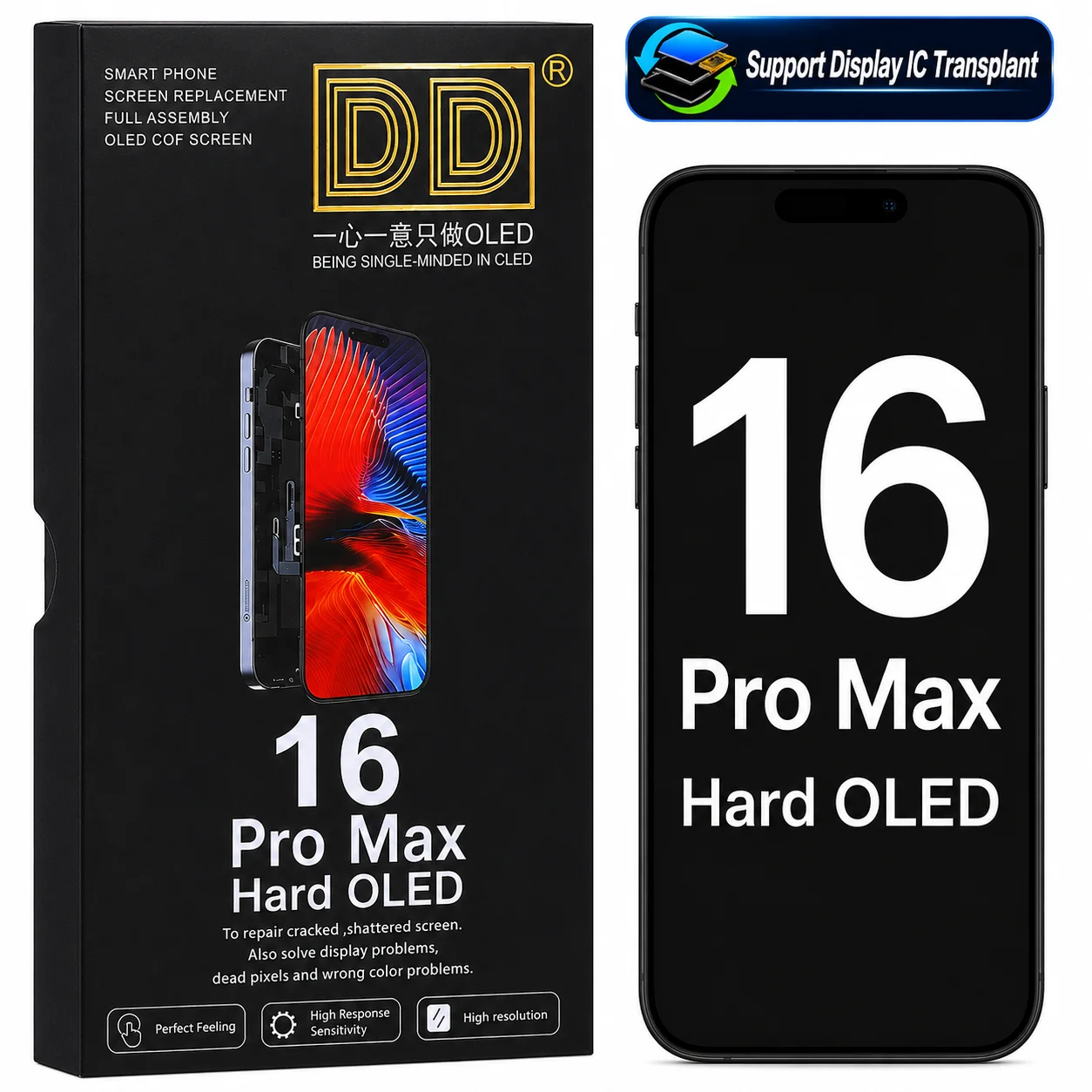 

For iPhone 16 Pro Max DD Hard OLED Screen Assembly Replacement High Brightness Display No Dead Spot