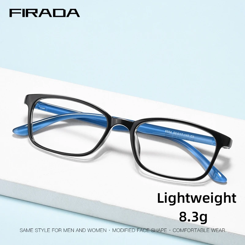 

FIRADA Comfortable Fashion Eyeglasses Women's Vintage Square TR90 Eyewear New Optical Prescription Glasses Frame For Men 6504TRM