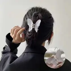 Fashion Hair Claw Elegant Cross Teeth Butterfly Shape Design Hair Clip Women Fishtail Large Barrette Matte Texture Headwear Clip