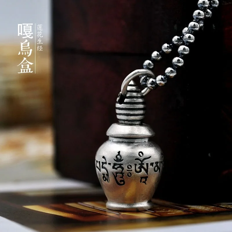 Ожерелье с подвеской Lucky Six Word, открывающееся защитное ожерелье Gawu Box, тайское серебро, унисекс, подвески из мантры Шурангамы