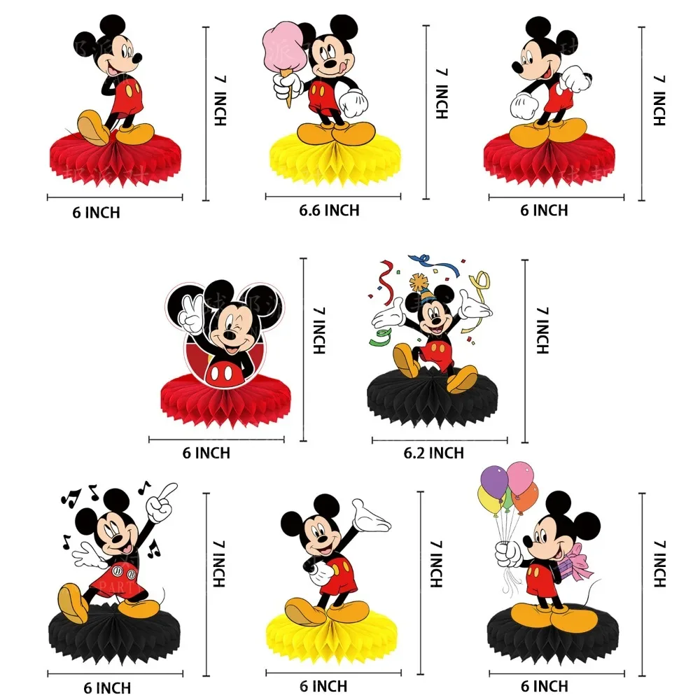 9pcs/set Kawaii Disney Mickey Mouse Cartoon Honeycomb Decoration Birthday Party Decoration Schoolgirl Attachment Festivals Gift