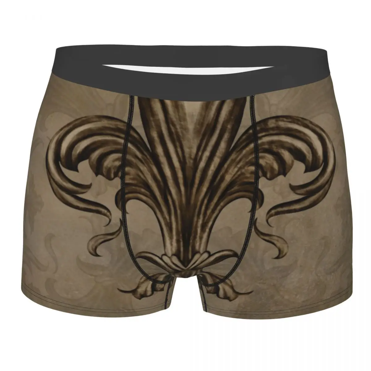 Custom Vintage Fleur De Lis Lily Flower Underwear Men Sexy Print Custom Fleur-De-Lys Boxer Shorts Panties