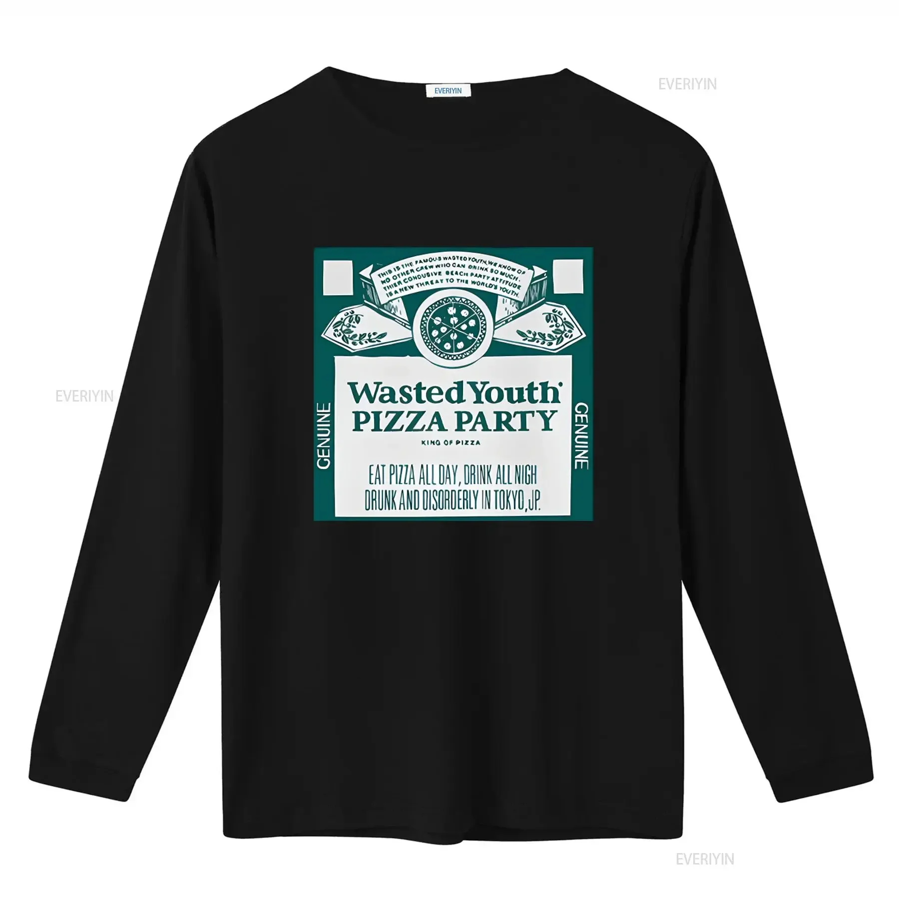 Wasted Youth Pizza Party T Shirt Eat All Day Drink Night Genuine Design for US Market vintage Washed Versatile Slightly Soft