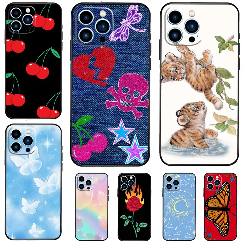 Cherry Pop Butterfly Burning Love Case For Samsung Galaxy A36 A56 A16 A26 A17 A57 A15 A35 A55 A53 A33 A13 A34 A54 A14 A32 A52