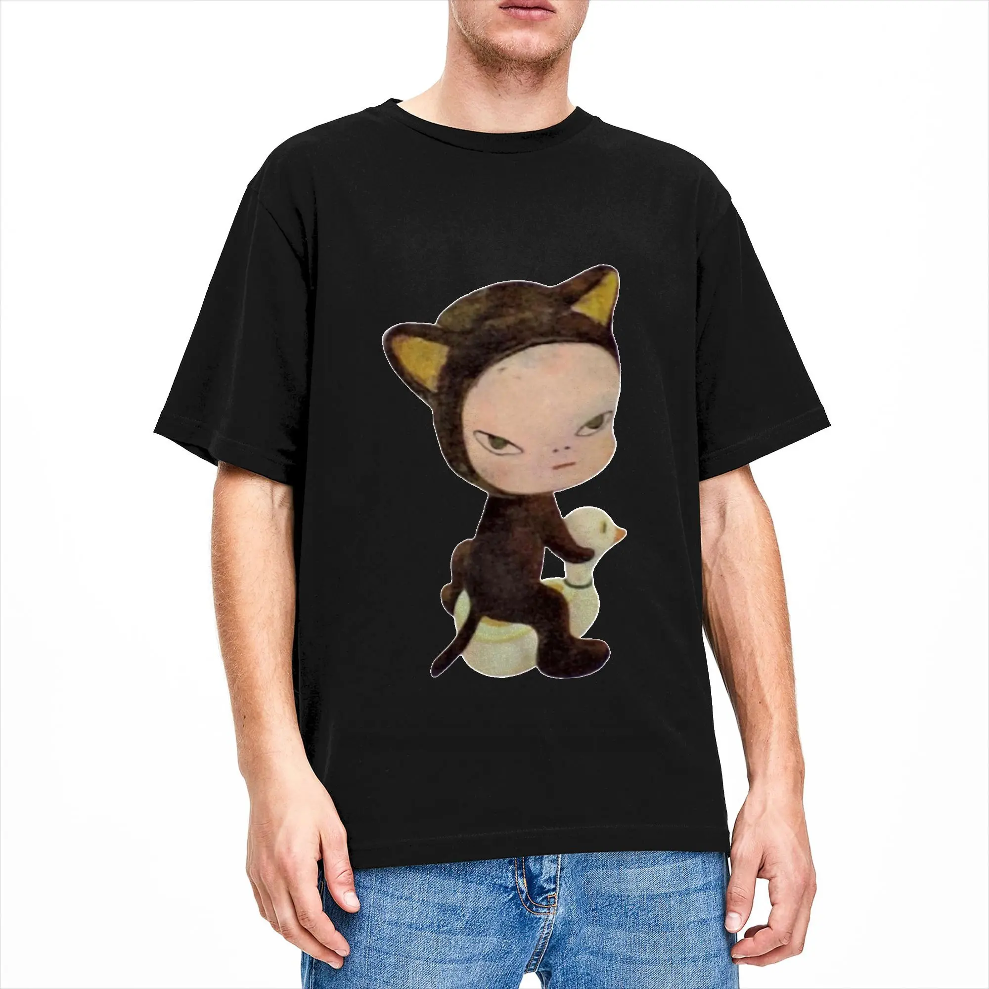 yoshitomo nara -harmless kitty T Shirt  Harajuku T-Shirts Short Sleeve Classic Tops Summer Pure Cotton Plus Size Top Tees