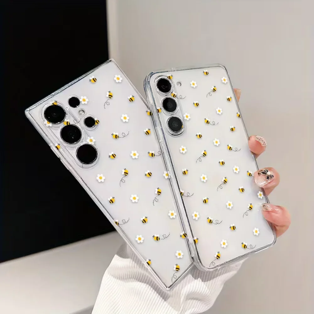 Bee White Flower Phone Case For Samsung Galaxy S26 S25 S24 S23 S22 S21 S20 5G Ultra Plus Edge FE 2022 Shockproof  Clear Cover - view 2