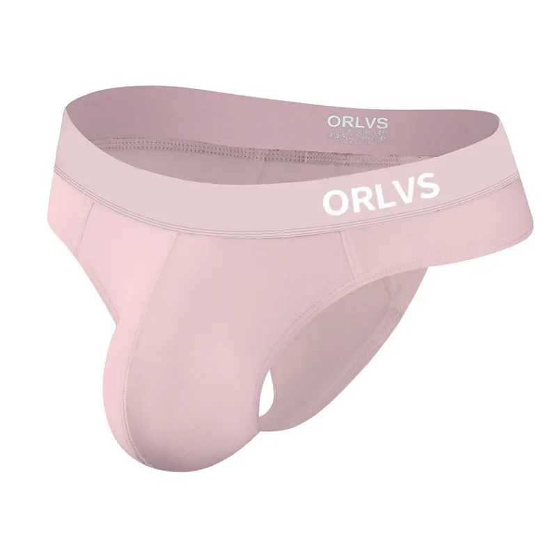 ORLVS G-strings Inside Printed Tagless Lable Underwears Soft Breathable Crotch Independent Codpiece Anti-hemming Male's T-back