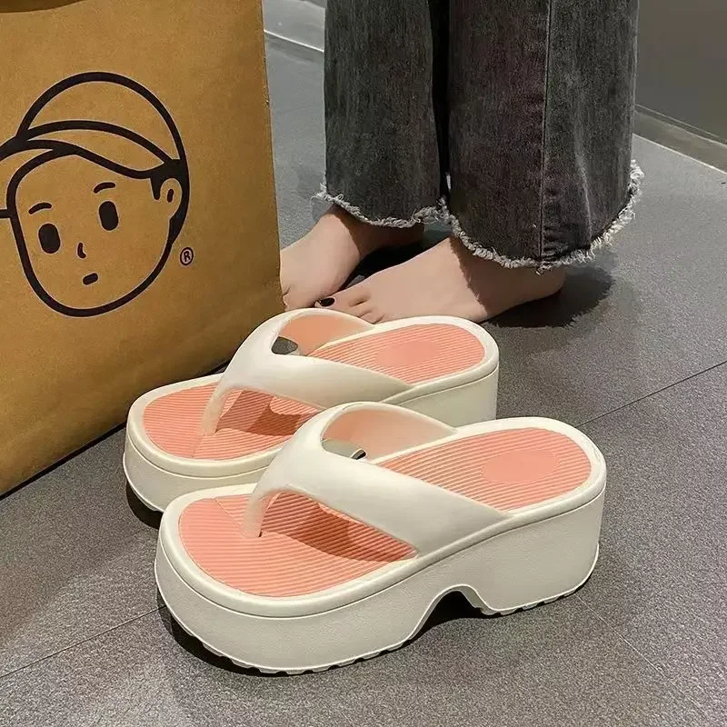 2024 Fashion Women Flip Flops Summer Beach Platform Slippers Girl EVA Indoor Casual Sandals Couples Thick Sole Non-slip Slides image 4