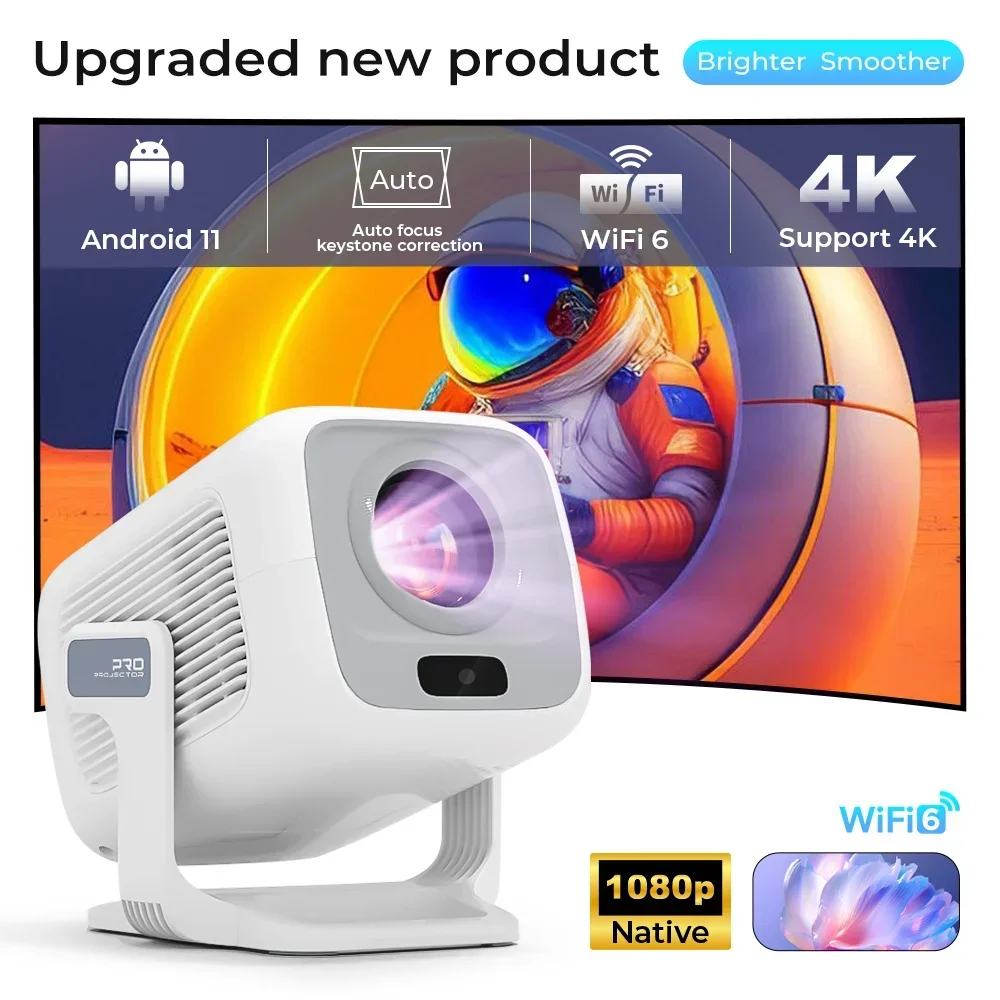 

LynCast Smart Pojector 4K Full HD, 600Ansi Native 1080P WIFI6 BT5.4 Android 11 Beamer Autofocus&keystone Home theater projector