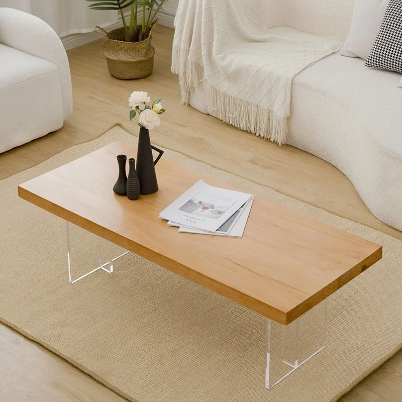 Nordic simple solid wood rectangular coffee table home living room casual