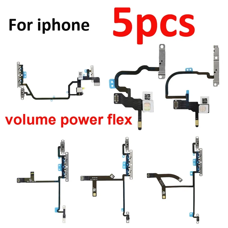 

5 pcs/lot new power flex with metal holder repair parts for iPhone X XR Xs XS Max mute switch power volume button Flex