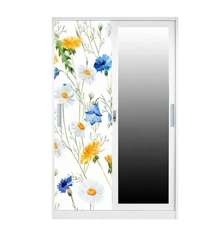 A Sliding 2 Door Living Room Furniture Bedroom Cloth Storage Locker Metal Wardrobe Sliding Almari Wardrobe Metal Wardrobes