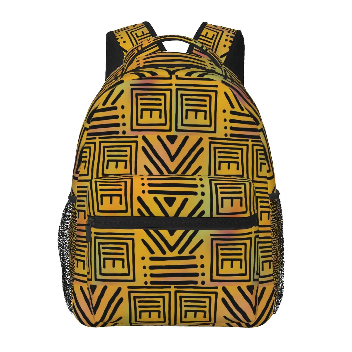 

African Bogolan Colorful Rainbow Pattern Student Backpack School Bag Travel Daypack for Men Women Fashion Bookbag Shoulder Bags
