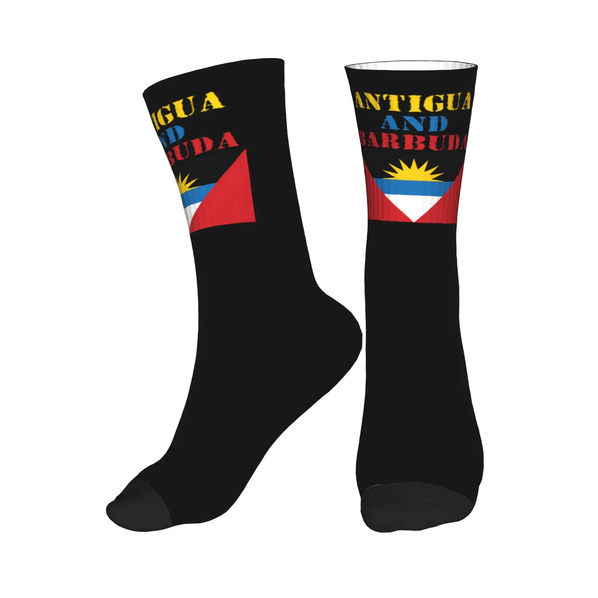

Novelty Men's Antigua and Barbuda Flag Dress Socks Unisex Warm Breathbale 3D Printed Crew Socks