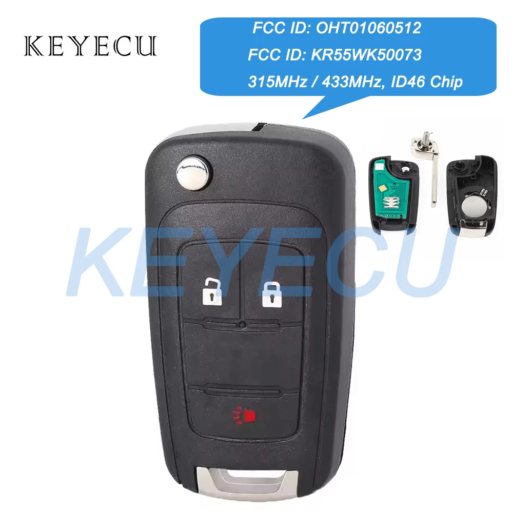 

Keyecu OHT 01060512 KR55WK50073 315 МГц 433 МГц ID46 чип флип дистанционный автомобильный брелок для GMC Terrain для Chevrolet Spark Sonic Equinox