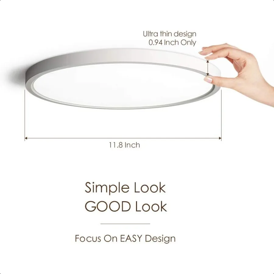 탈로야 플러시 마운트 12인치 천장 조명 밀크 화이트 쉘 20W 표면 장착 LED 조명기구 침실 주방용 5가지 색온도