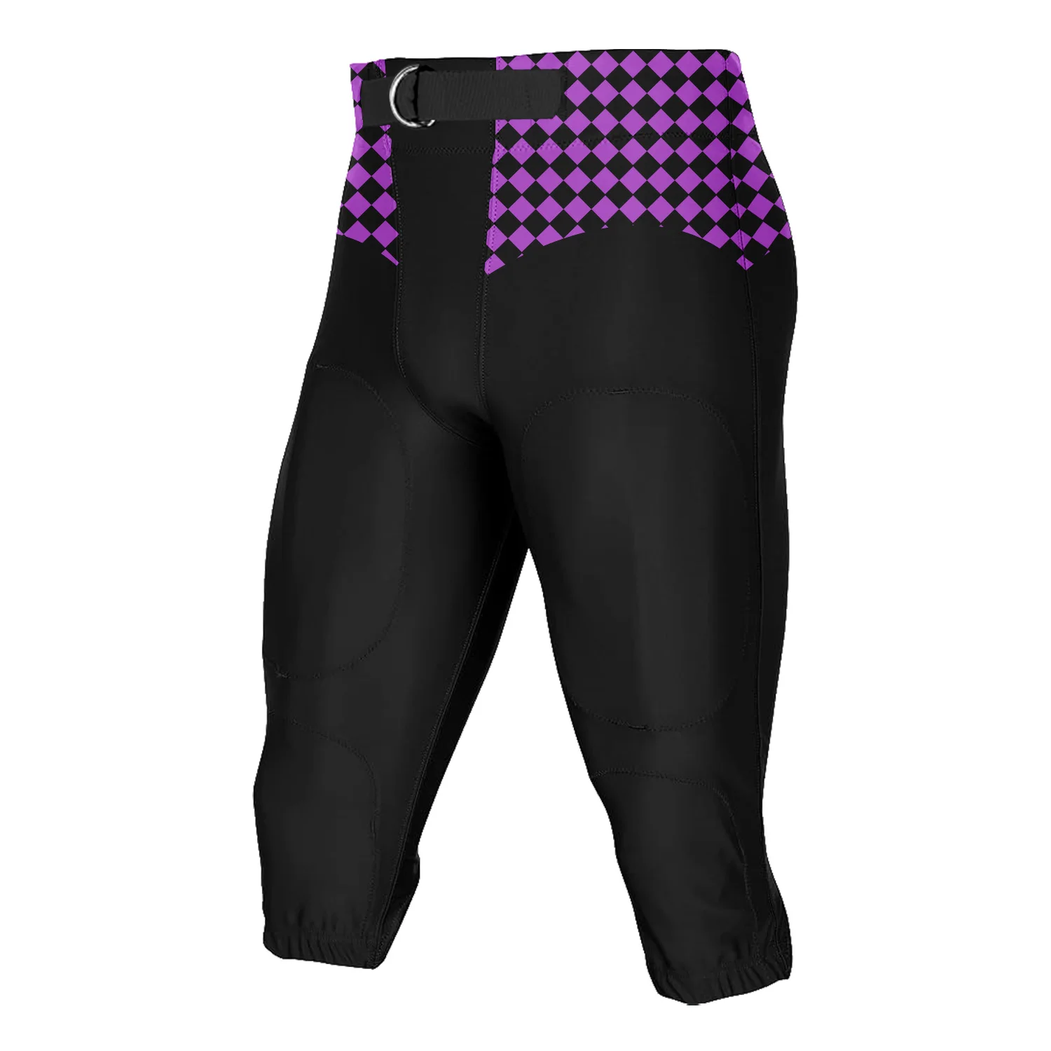 Custom Plaid Football Pants with Belt for Men Youth Running Cropped Pants Add Your Name Number Logo Multiple Colors