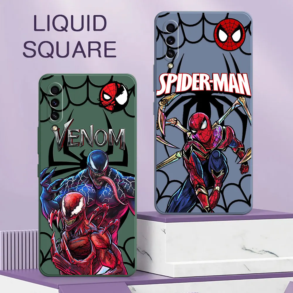 A30S Case For Samsung Galaxy A50 A7 2018 A30 S A20 A70 M21 M30S M31 M32 M51 Note 20 Liquid Phone Cover Marvel Spderman Venom Art