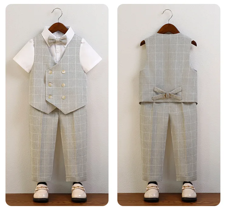 Children's Spring Atutumn Piano Host Speech Performance Costume Little Boys Wedding Birthday Party Photography Outfit Set