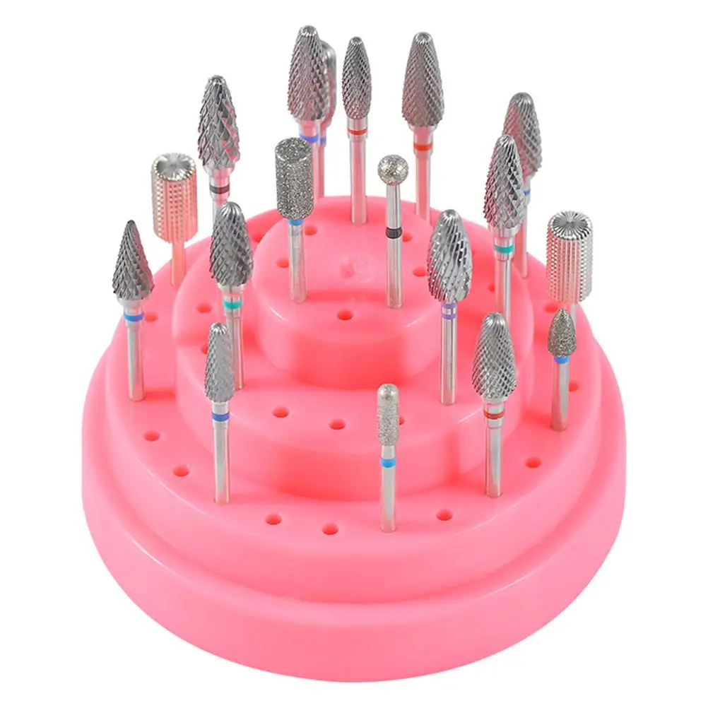 

Drill Bits Storage Box 48 Holes Nail Holder ganizer Pink Container Grinding Head Display Box Dustproof Home Use