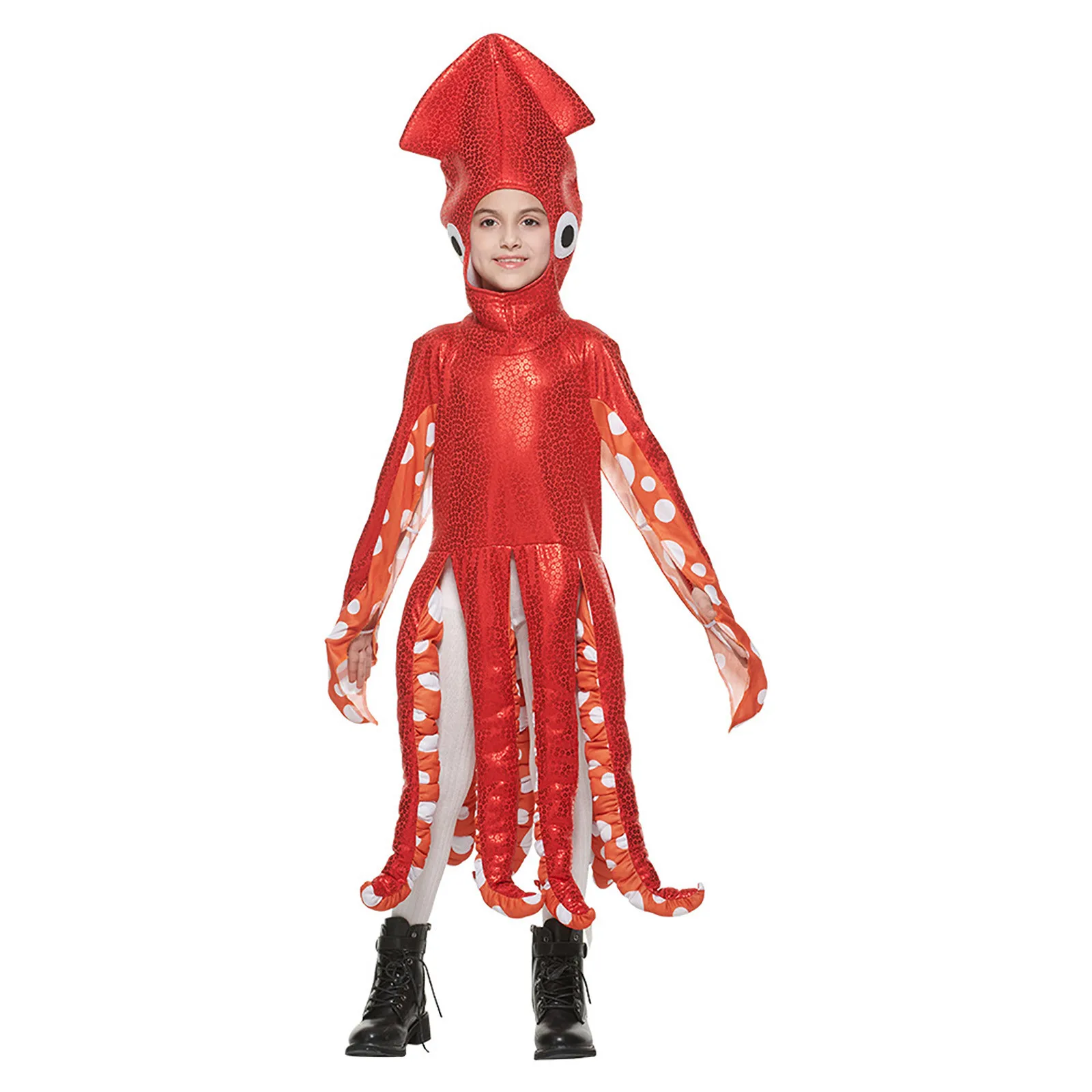 3-6Y Bodysuit Funny Family Squid Costume Red Octopus Sponge Jumpsuits For Parent And Child Animal Costumes Carnival Fancy Dress