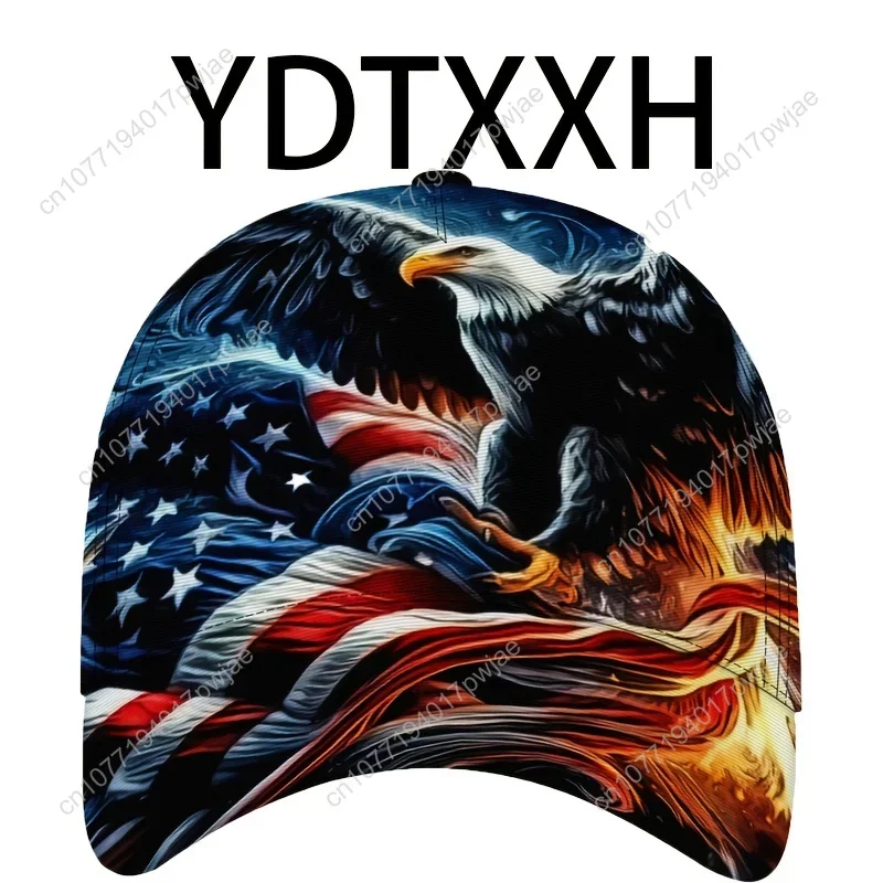 [Adjustable|Breathable] 1pc Adjustable Baseball Cap - Breathable, Lightweight Polyester with American Flag & Eagle Design, Curve view 6
