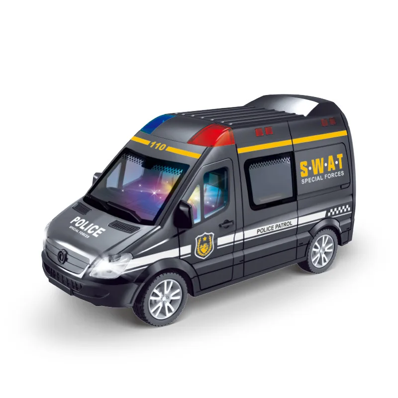 Coche de juguete de inercia para niños con luces, música, ciudad, coche, transportador de simulación, camión de bomberos, coche de policía, coche creativo extraíble, regalo para niño