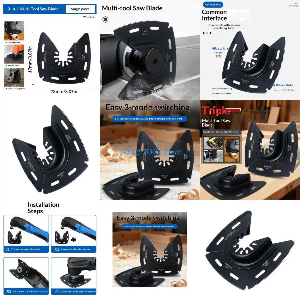 

L8RC 3 in 1 Cutting, Scrapper & Rasping Oscillating Sawer Blade for Easy Portable Use in PVC and Tile Applications