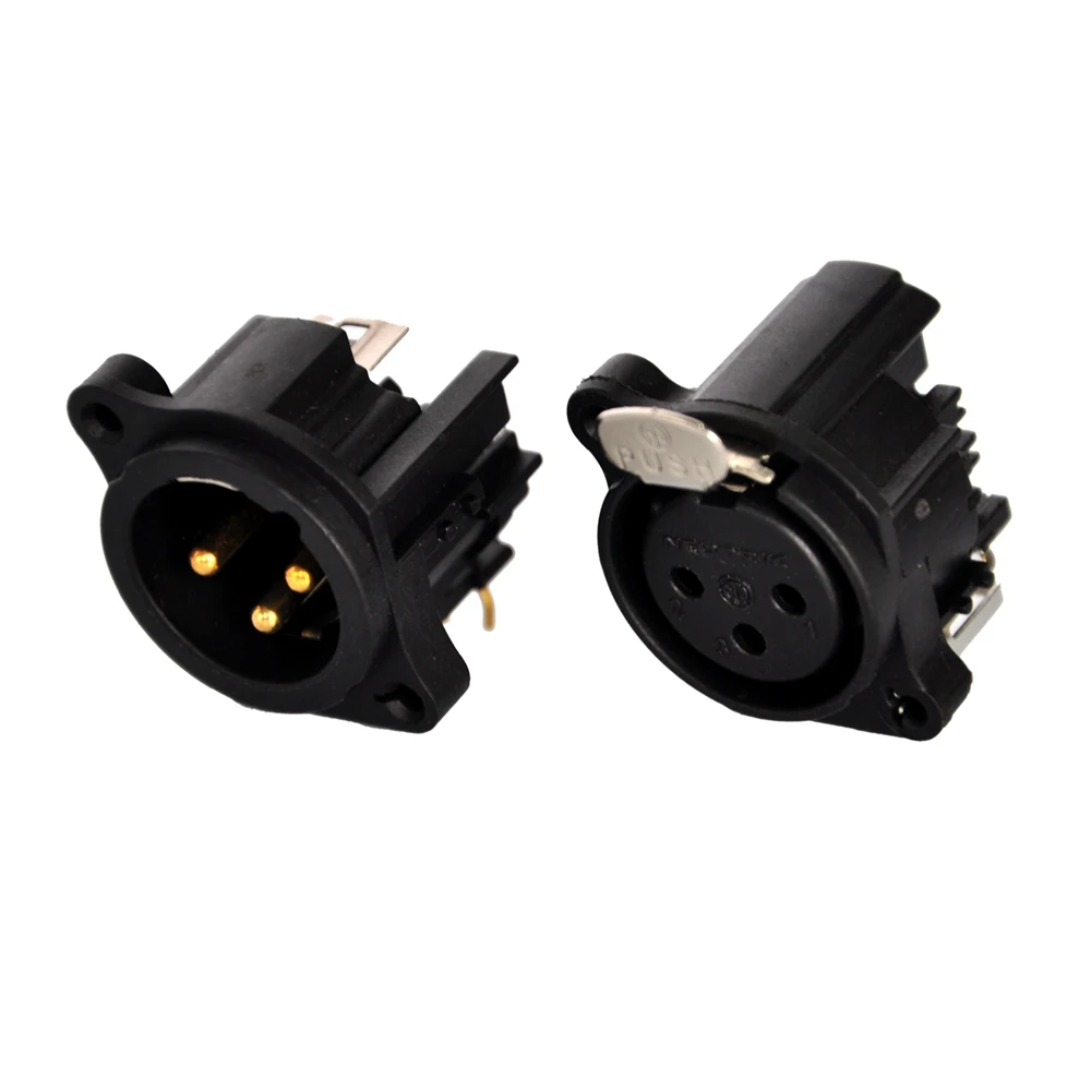 GIgertop Plastic Shell DMX512 Stage Lighting 3PIN XLR Socket Signal Connector Gold Plated Vertical PCB Mount Panel Install