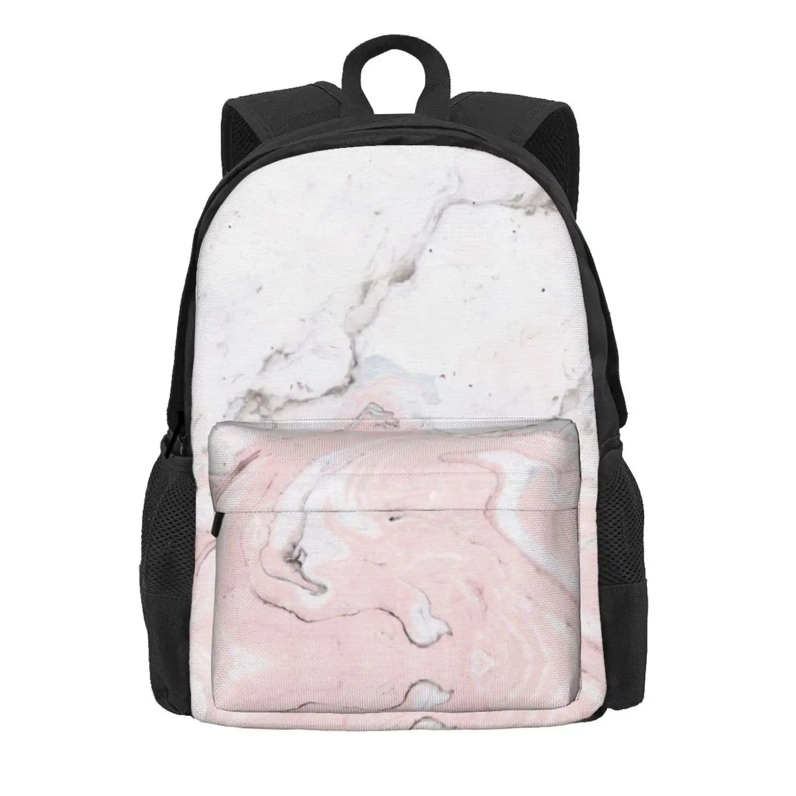 Marble Blush Rose Hot Sale Schoolbag Backpack Fashion Bags Marble Blush Rose Pattern White Peach Pink Spiral Gemstone Salmon