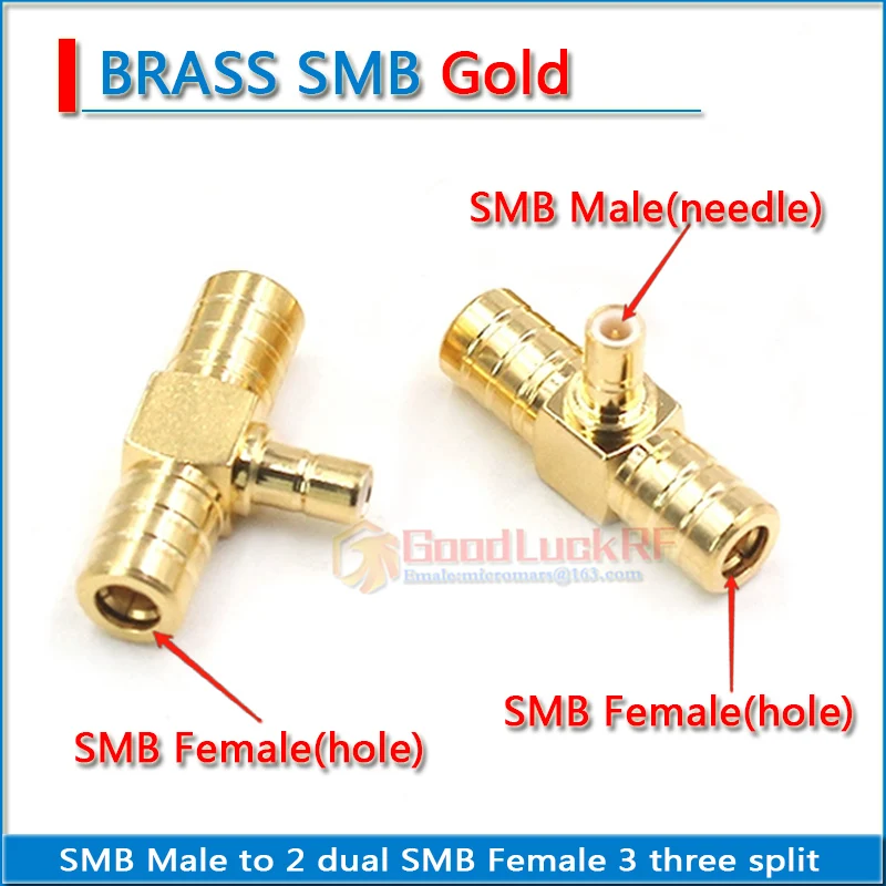 High-quality SMB Male to 2 dual SMB Female 3 three split type T SMB Female to SMB Female to 2 SMB Male Gold RF Connector Adapter