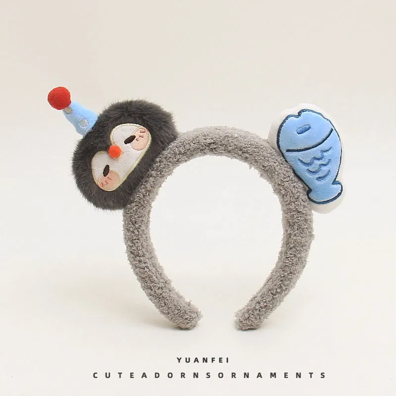 

Плюшевая повязка на голову Юй Шусинь: милый и забавный мальчик с большими глазами, с высоким верхом, для умывания, фиксирующая волосы.