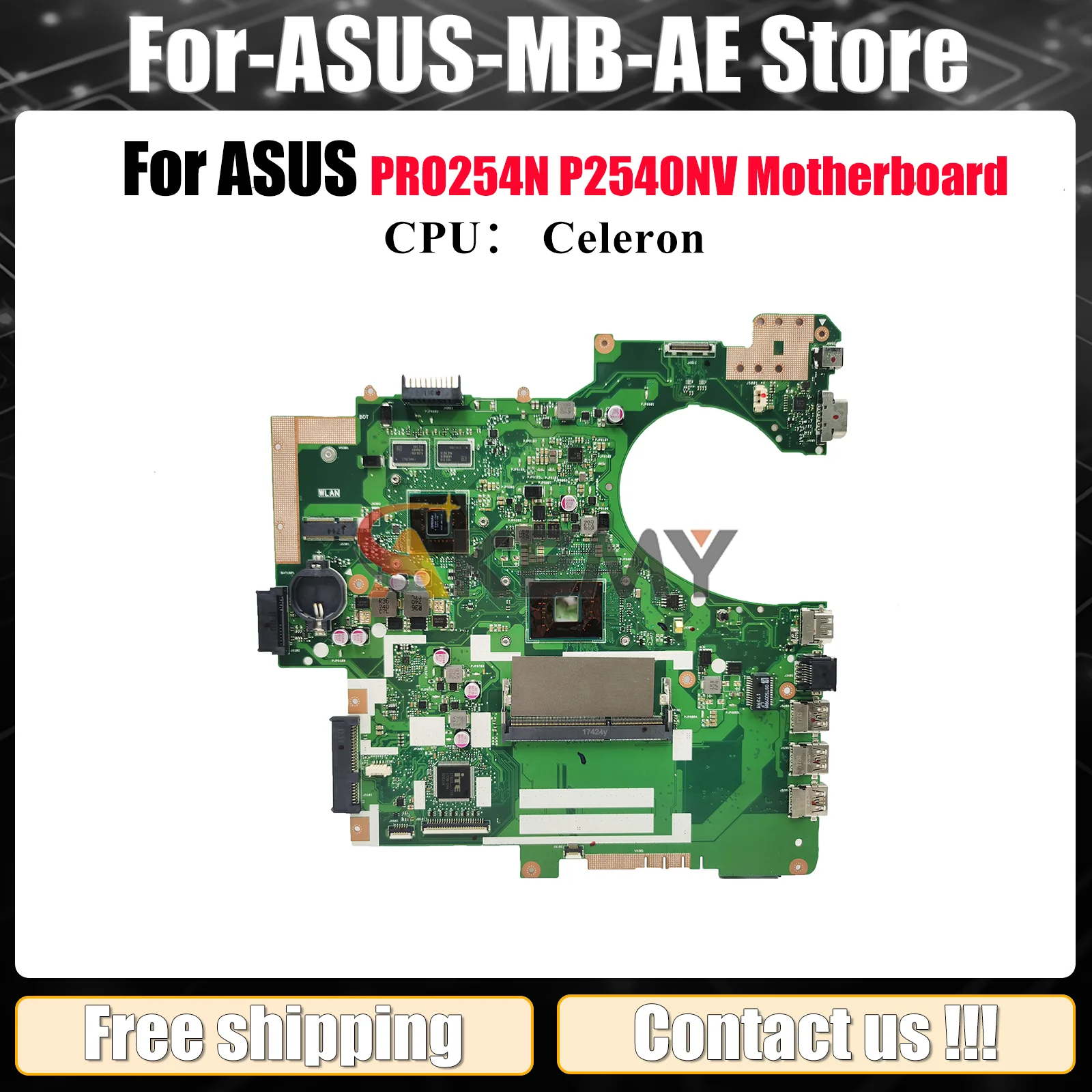 

P2540NV Laptop Motherboard For ASUS ProArt P2540NV P2540N PRO254N Notebook Mainboard With Celeron CPU 100% tests OK fast ship