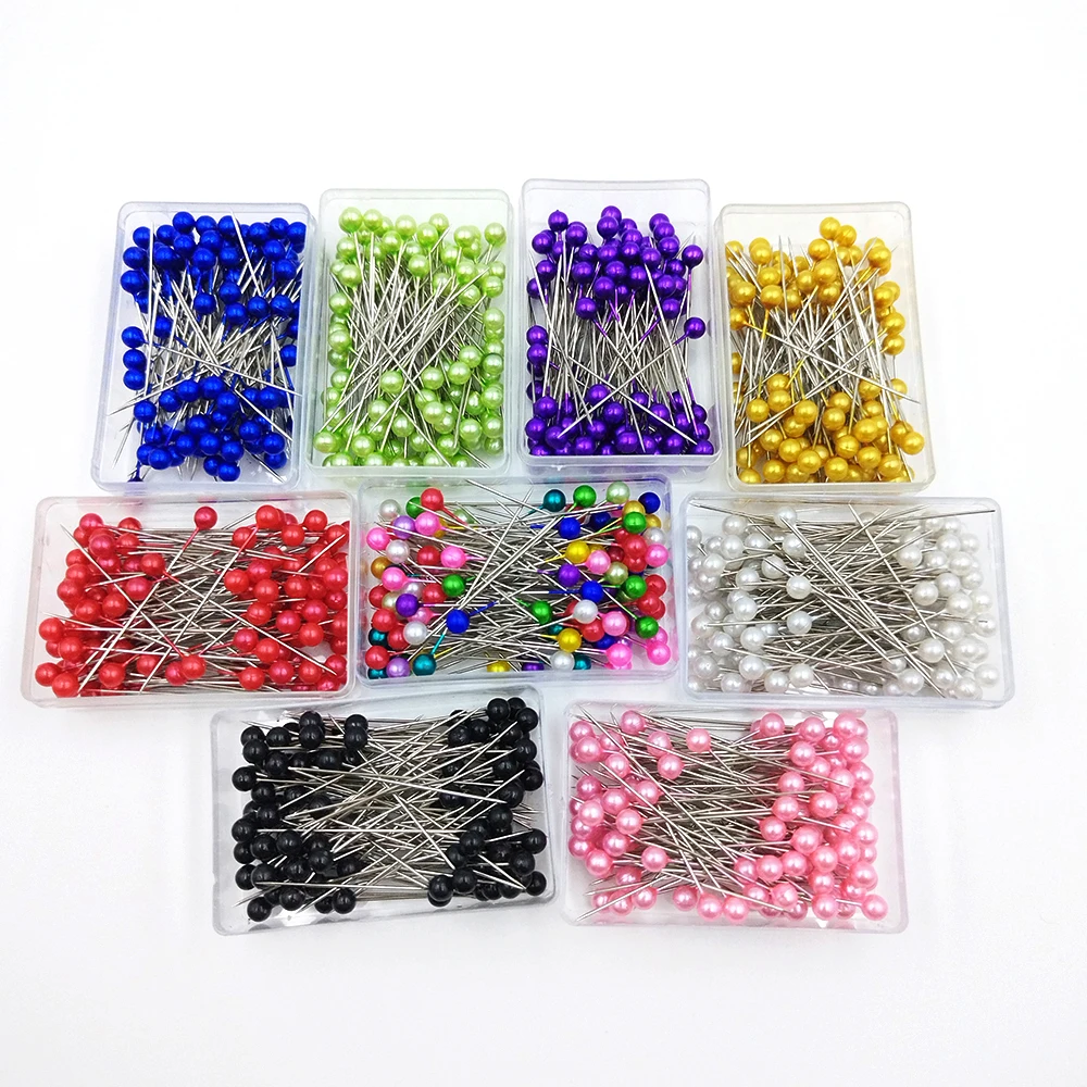 100PCS/Box 40MM Colored Pearl Needle Sewing Needle Pearl Head Positioning Needle DIY Responsible For Embroidery Sewing Fixed