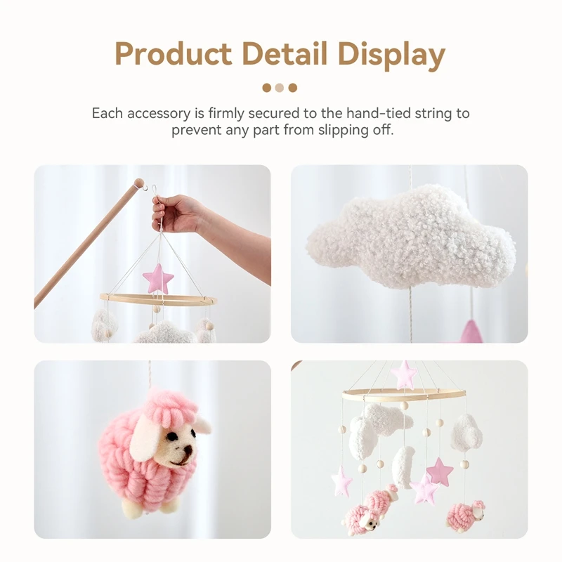 Campana para cuna de juguete de madera de 0 a 12 meses, sonajero de juguete, forro polar de peluche, campana para cuna de Alpaca, campana para cuna, juguete colgante, soporte para cuna móvil