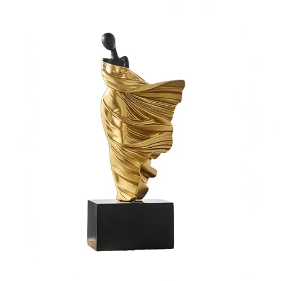 

Elegant Golden Dancer Sculpture - Modern Art Statue for Home and Office Decor, Retirement Gift for Women