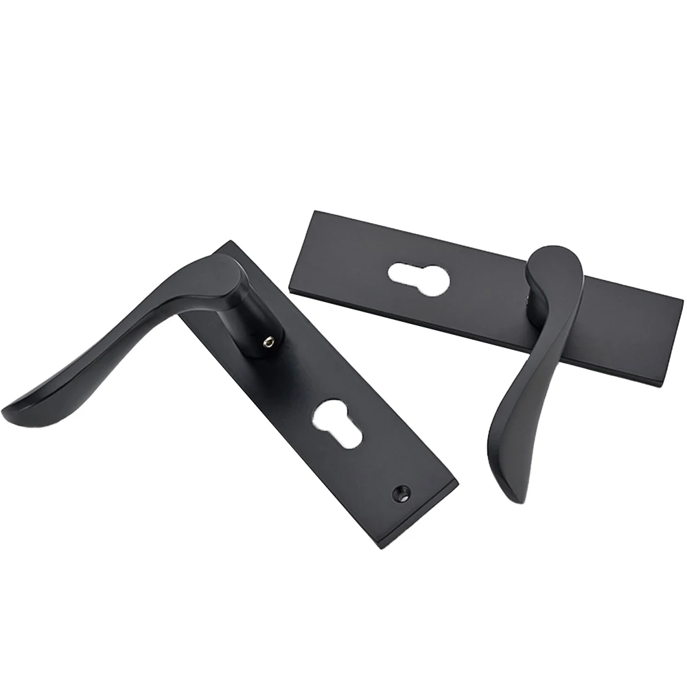 

Complete Lock Set Black Furniture Door Handle Easy Installation Space Aluminum Panel Interior And Exterior Use For Bathroom Door