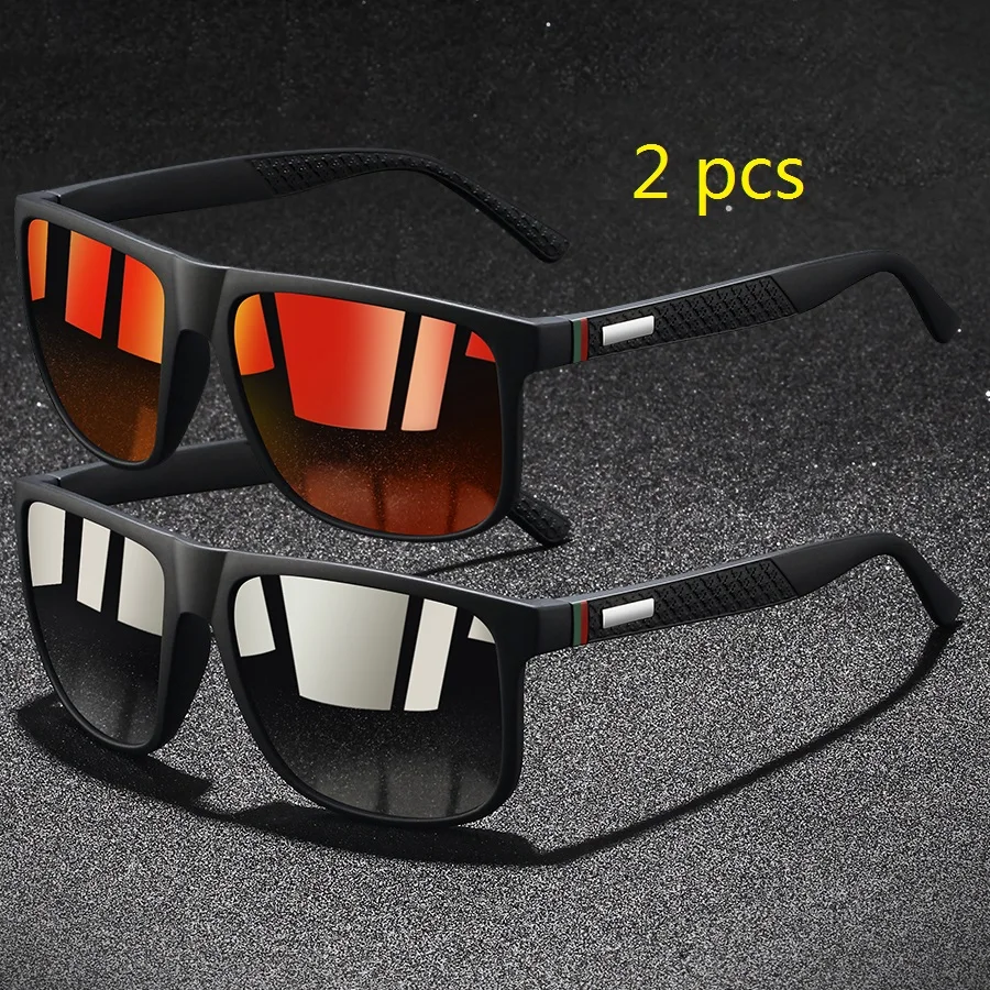 2-teilige klassische bunte Streifen Vintage Karomuster Sonnenbrille für Männer Frauen Fahren Angeln Sonnenbrille Mann UV400 Brillen