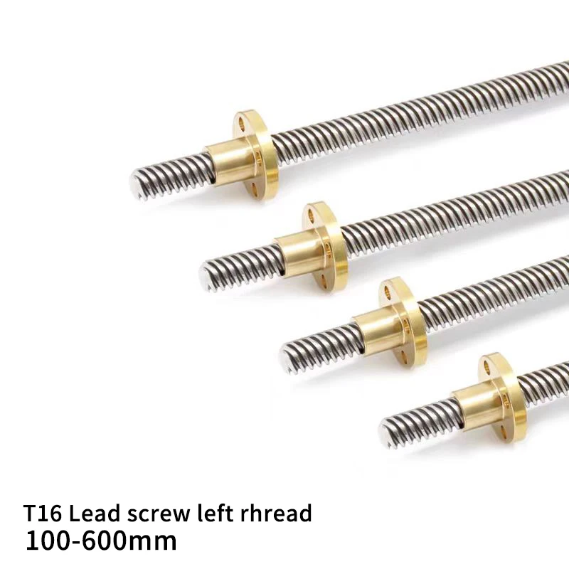 304 stainless steel T16 Lead screw left  length 100 150 200 250 300 400 500 600mm lead 2 3mm trapezoidal spindle screw and nut