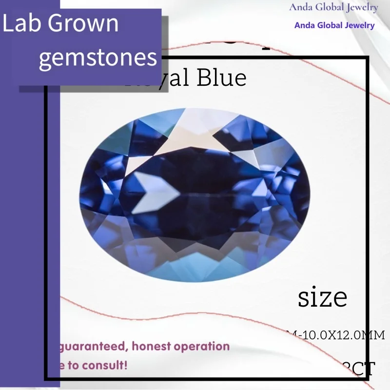 

S-Lab Grown Sapphire Oval Cut Royal Blue Color AAA+Clarity Gems For Jewelry Setting&Custom Design Selectable Certificate