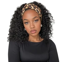 Peluca con diadema de cabello humano, pelucas con diadema rizadas para mujeres negras, peluca con diadema brasileña hecha a máquina, Color Natural de 150% de densidad