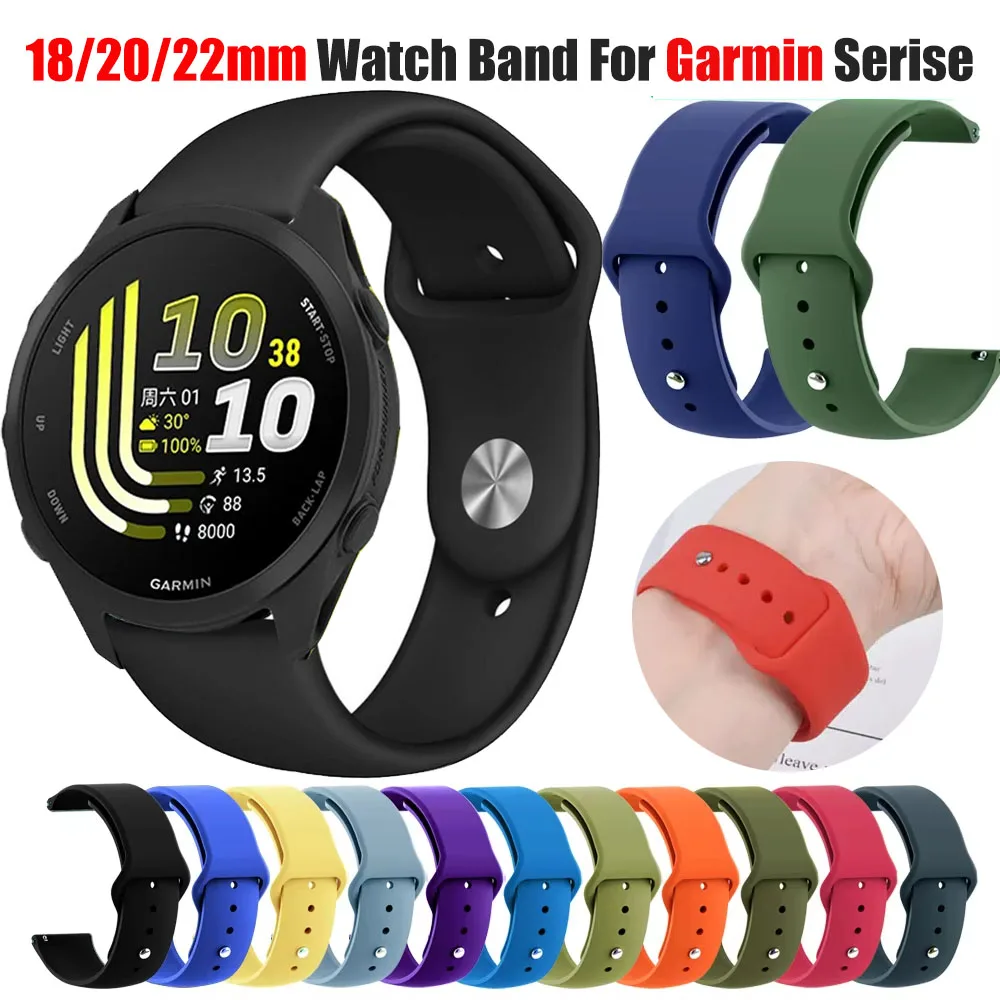 18mm 20mm 22mm Silikonarmband für Garmin Forerunner 70 170 55 158 165 255 265 245 970 745/Vivoactive 6 5/Venu SQ 2 3 4 41MM 45MM