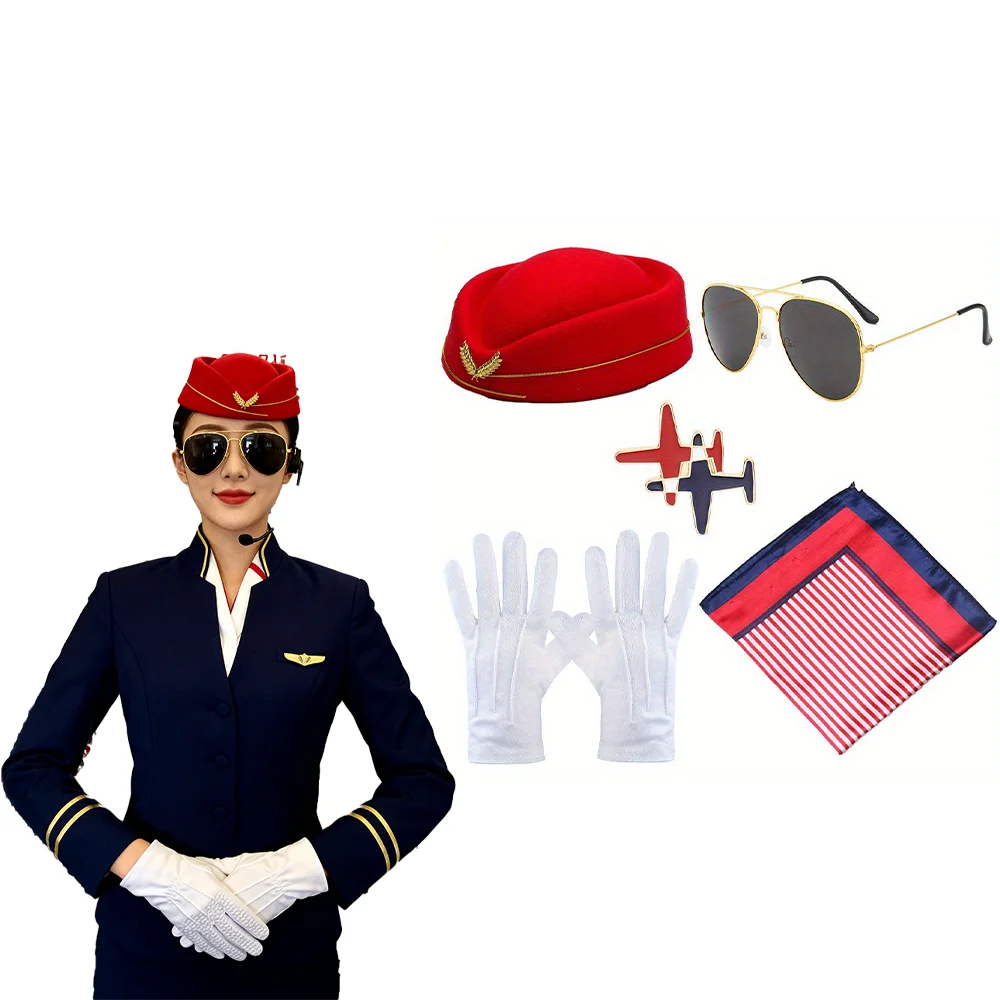 

PESENAR Женские аксессуары для одежды стюардессы, кепка для экипажа и аксессуары для ролевой одежды для аэротехнических хозяйств