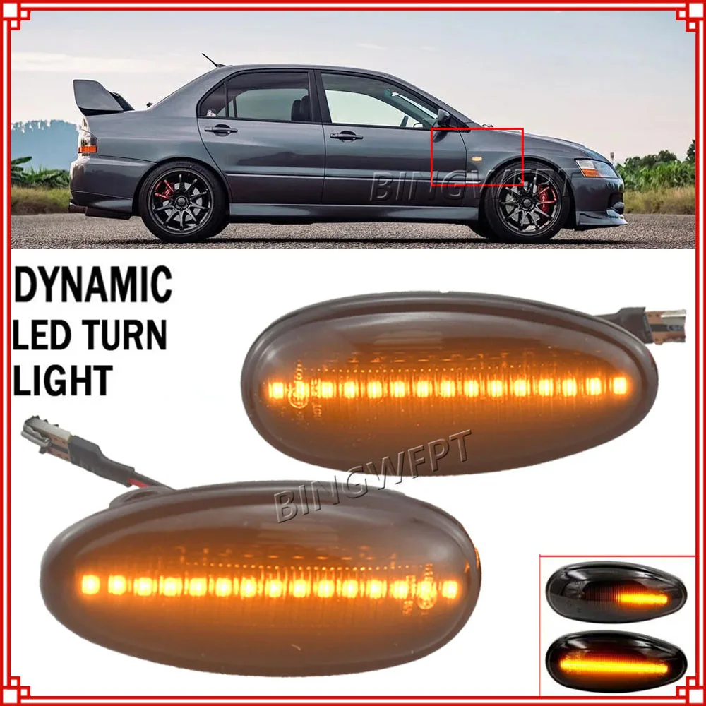 

MR522027 Светодиодный динамический боковой габаритный фонарь, указатель поворота, мигающие лампы для Mitsubishi Pajero Shogun 3 Sport K9 Galant Outlander Lancer