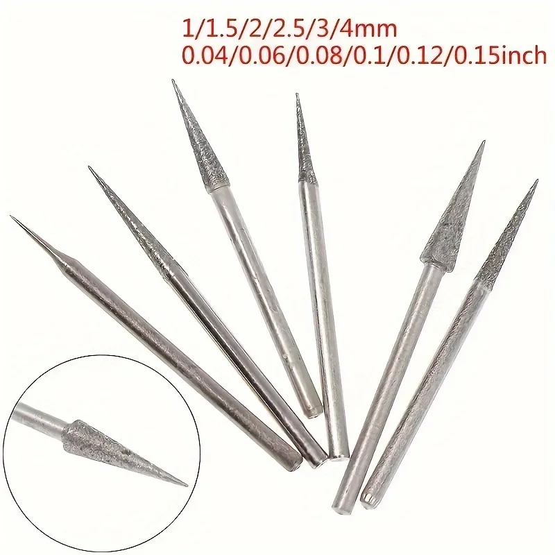 Diamond Grinding Head Needle - 6pcs 1-4mm Bits Burrs - Engraving Carving Tool 2.35mm