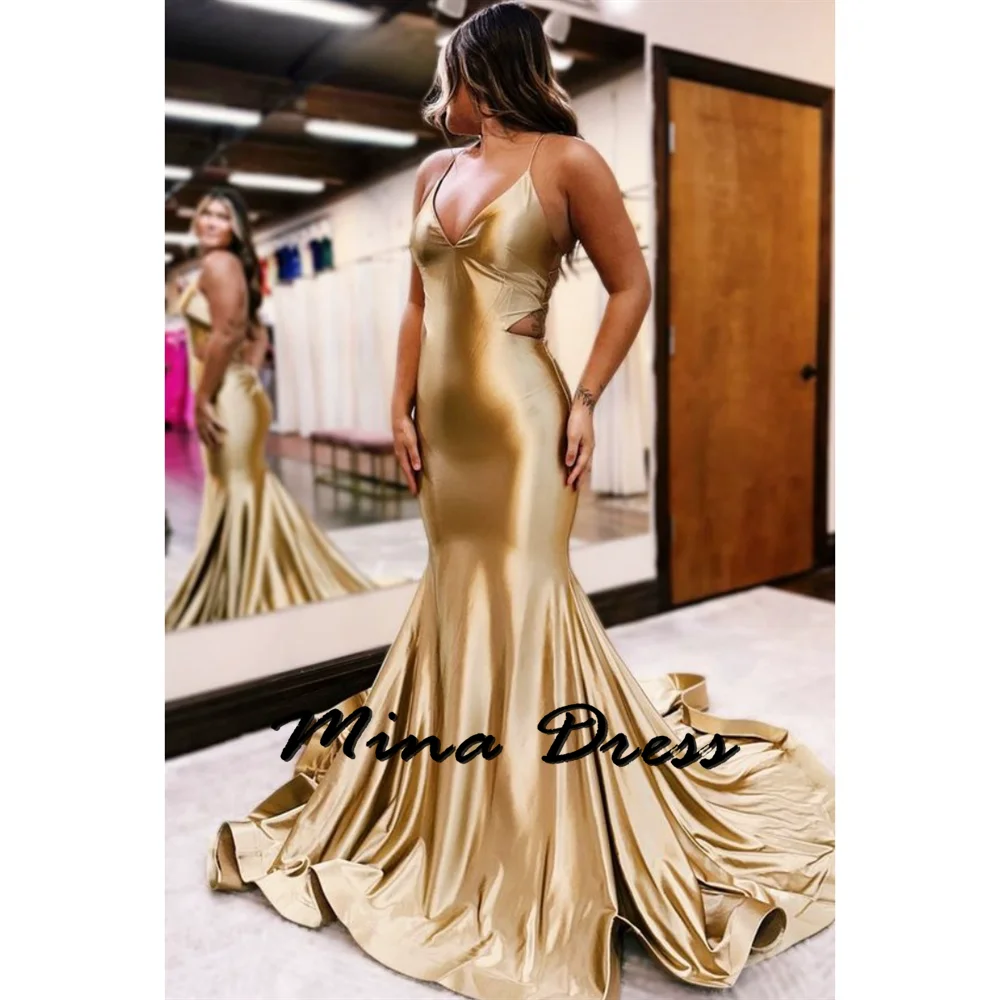 

Mina Spaghetti Straps Women Evening Dress Sleeveless Elegant Party Dresses for Women 2024Off the Shoulder Champagne Formal Prom