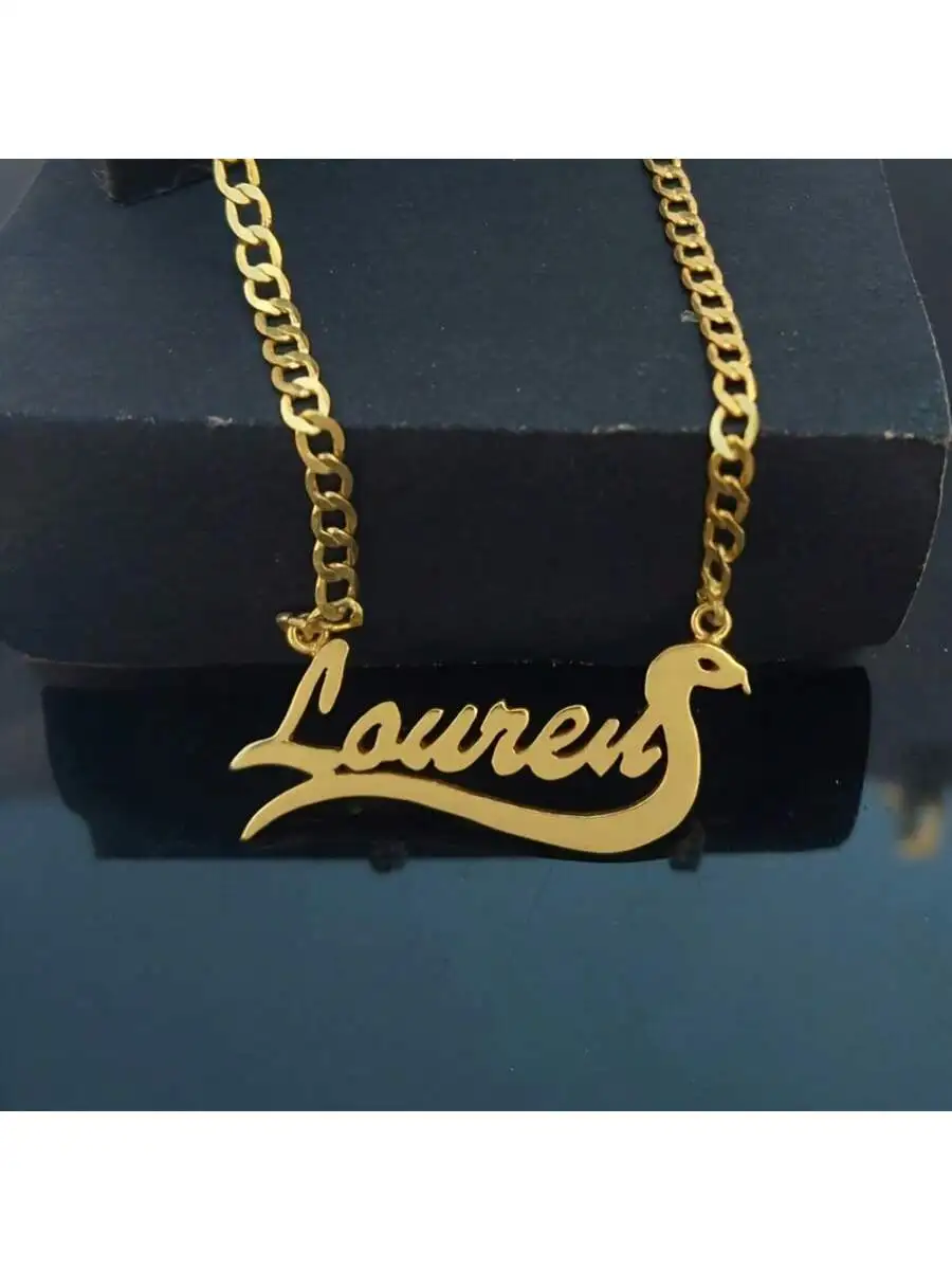 

1 customizable 4mm Cuban chain snake name necklace, personalized fashion stainless steel animal badge pendant, daily wear access